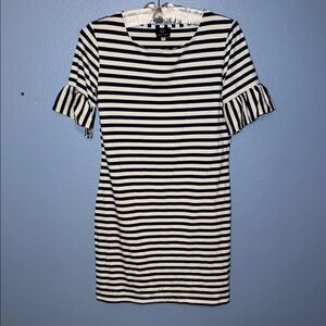 Sailor Sailor Blue and White Flutter Sleeve Nautical Stripe Mini Dress Small. B7